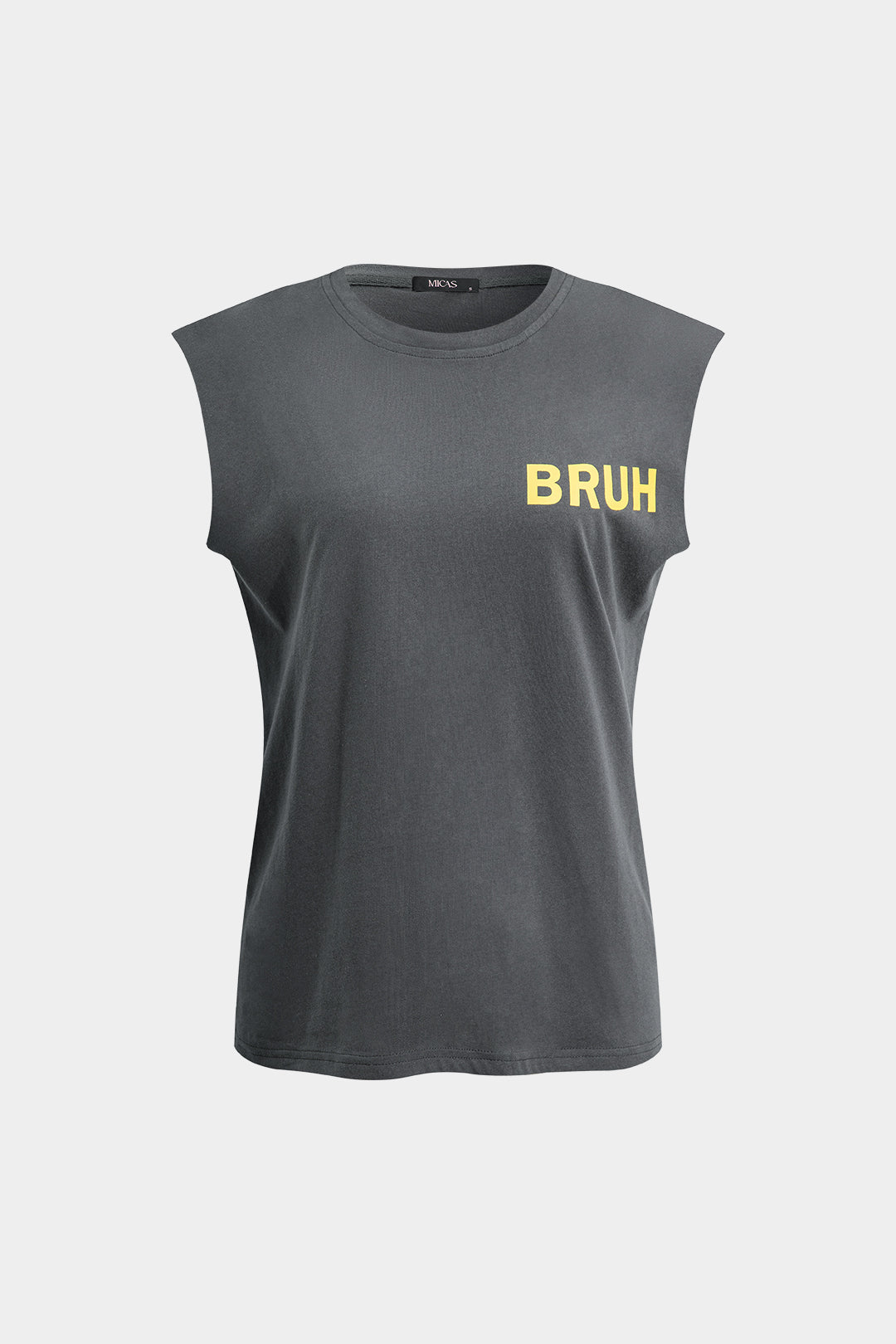 Camiseta Sin Mangas Impresa Bruh Mujer Estilo Diario