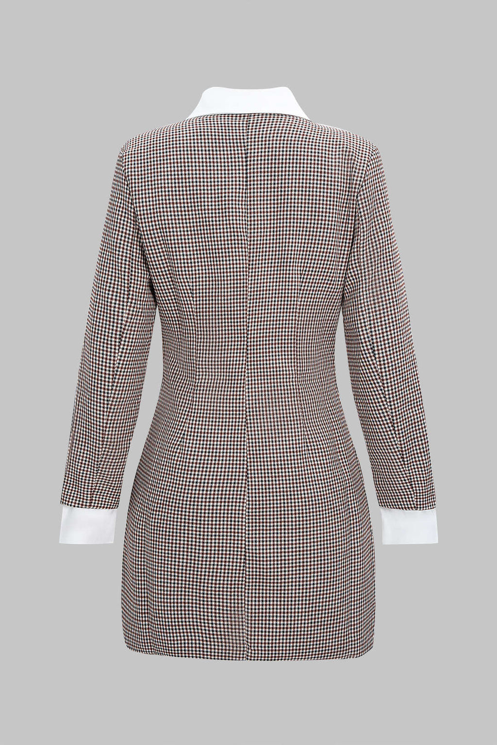 שמלת מיני עם שרוולים ארוכים, הדפס משובץ וטלאים 