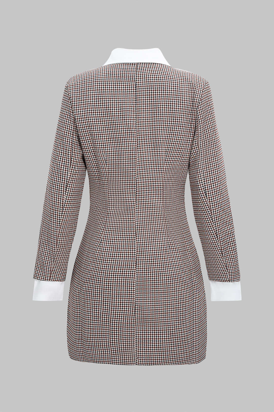 שמלת מיני עם שרוולים ארוכים, הדפס משובץ וטלאים 