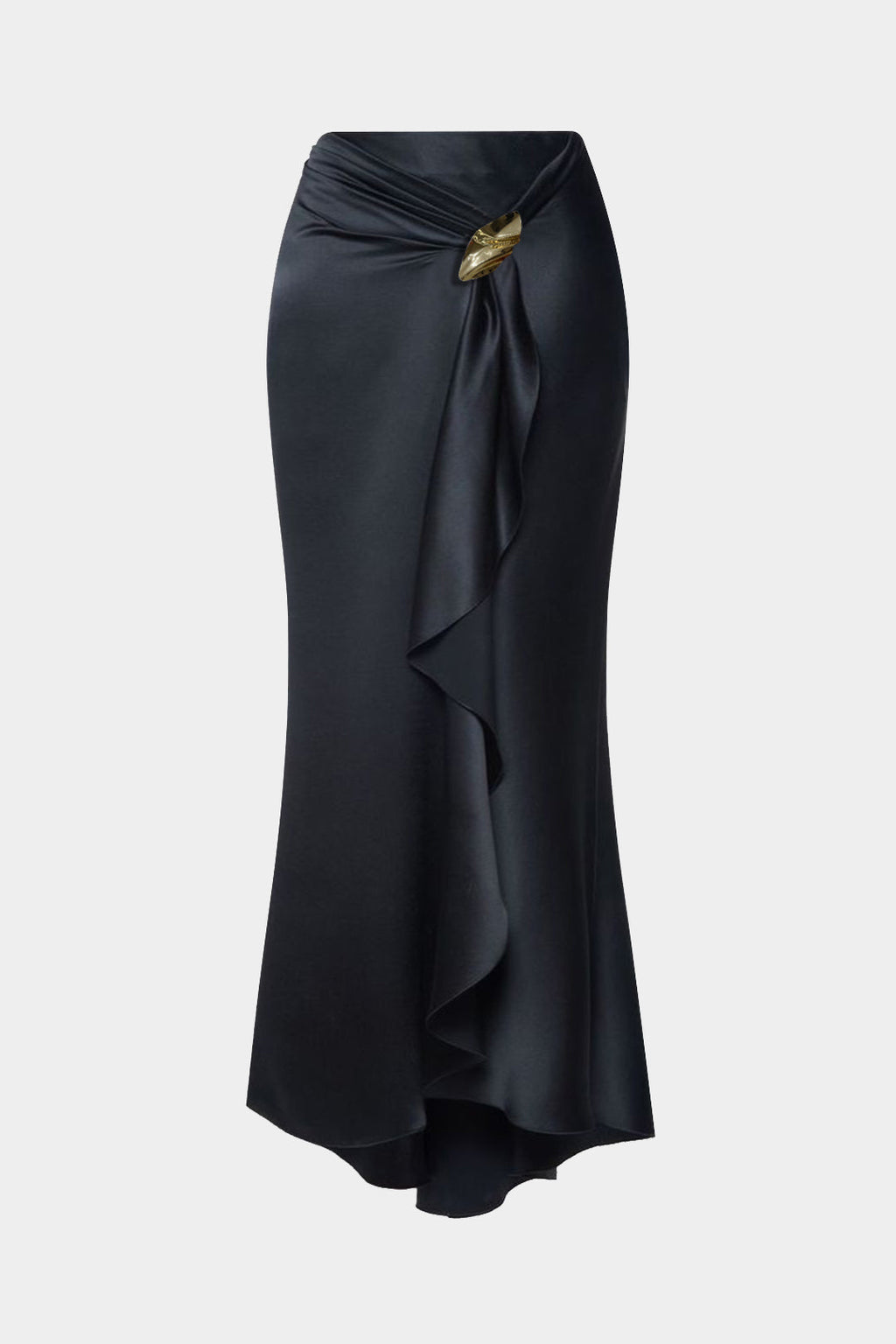 חצאית אסימטרית עם קפלים סאטן 