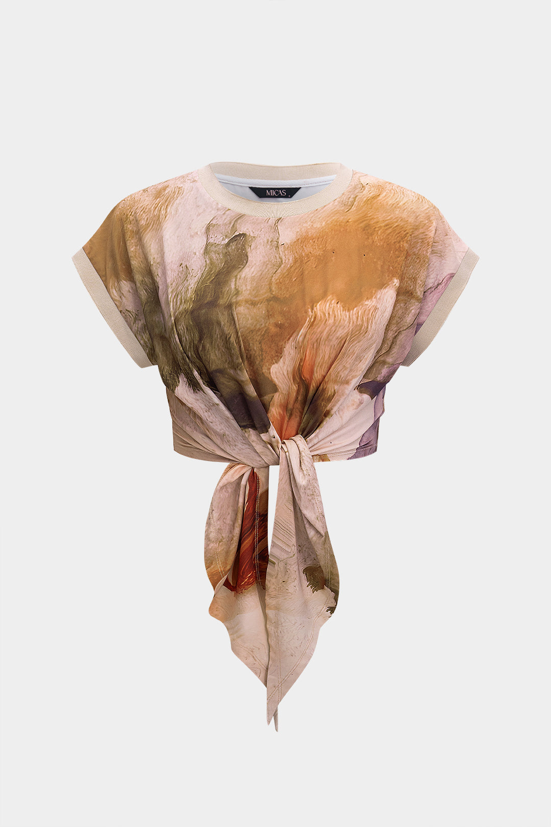 Camisa Manga Corta Con Nudo Twist Y Silueta Drapeada