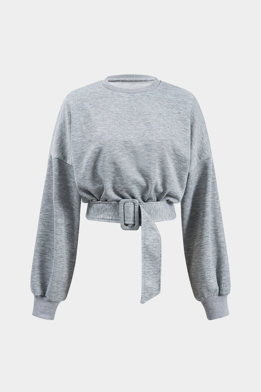 Round Neck Belted Long Sleeve Sweatshirt