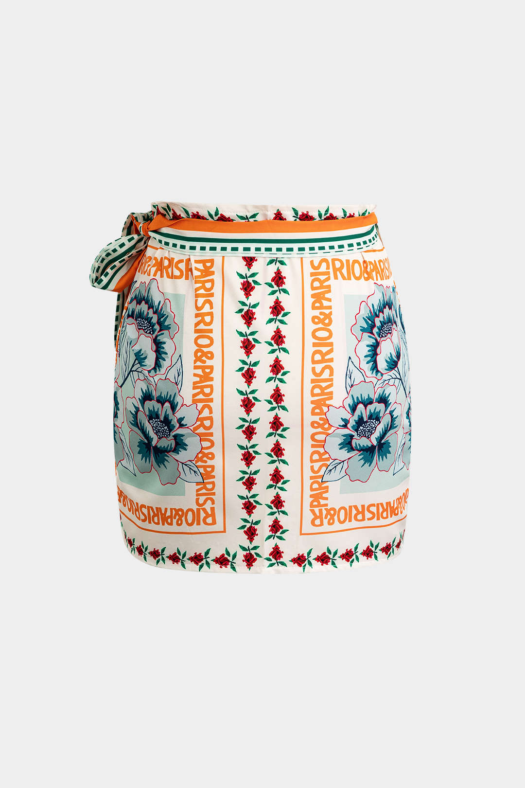 Falda Mini Envolvente Con Nudo Floral Ligera Uso Diario