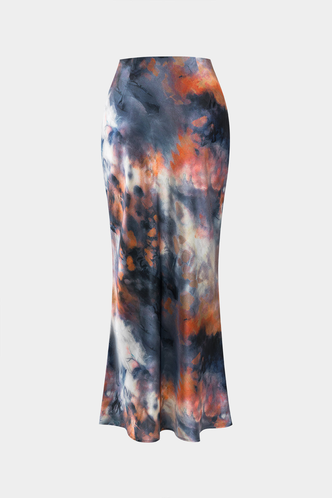 Abstract Tie Dye Print Satin Skirt
