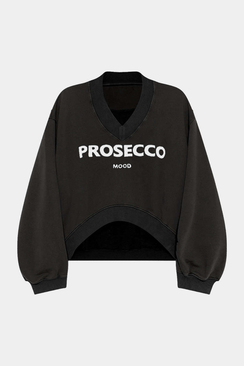 סווטשירט ארוך עם צווארון V והדפס אותיות 