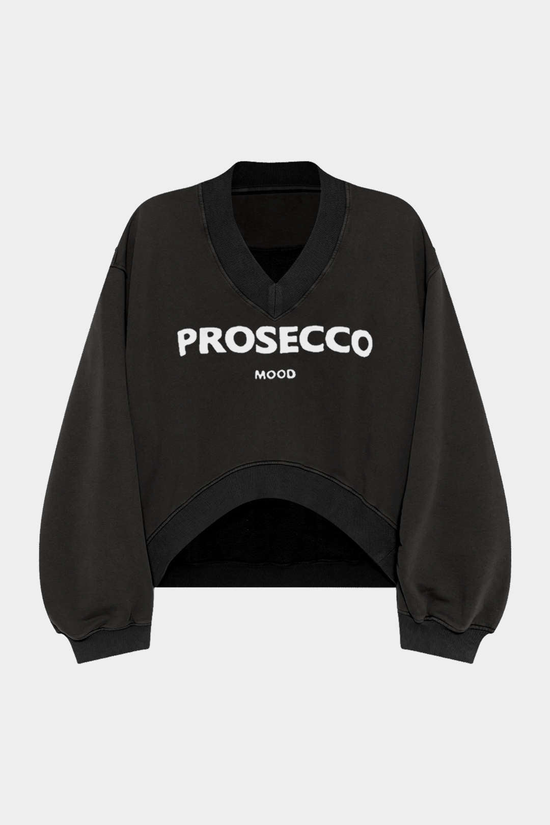 סווטשירט ארוך עם צווארון V והדפס אותיות 