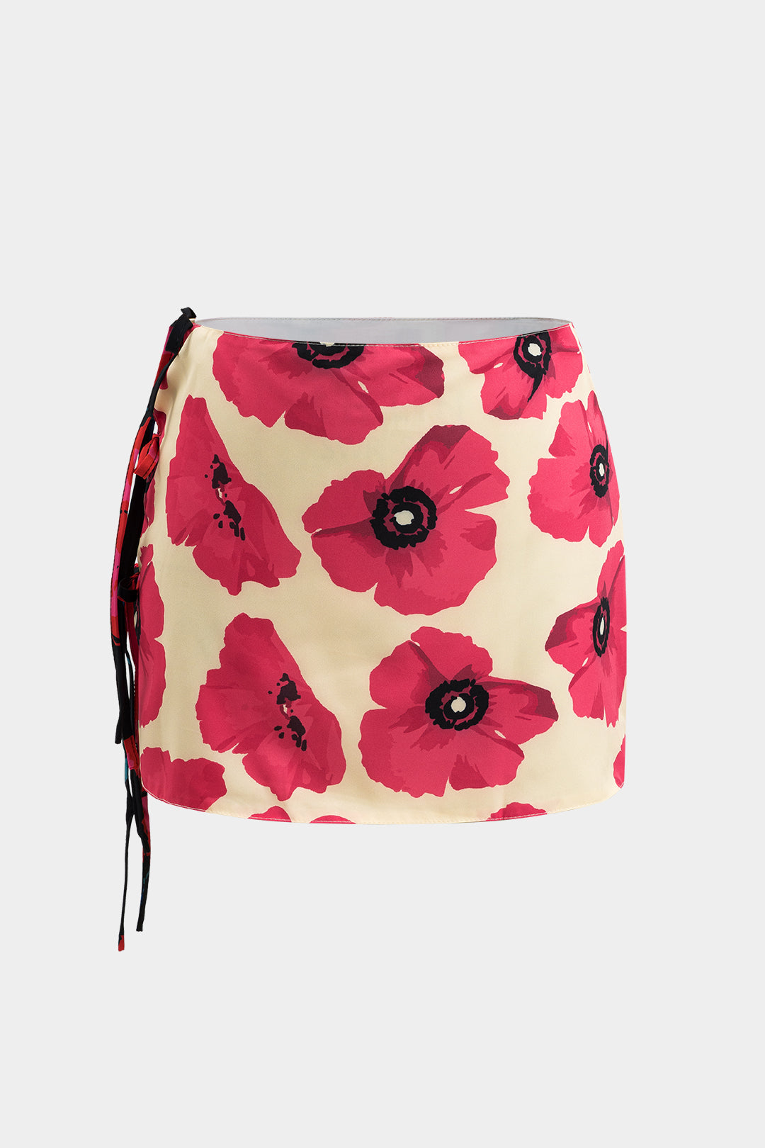 חצאית עם קשירה והדפס פרחוני 