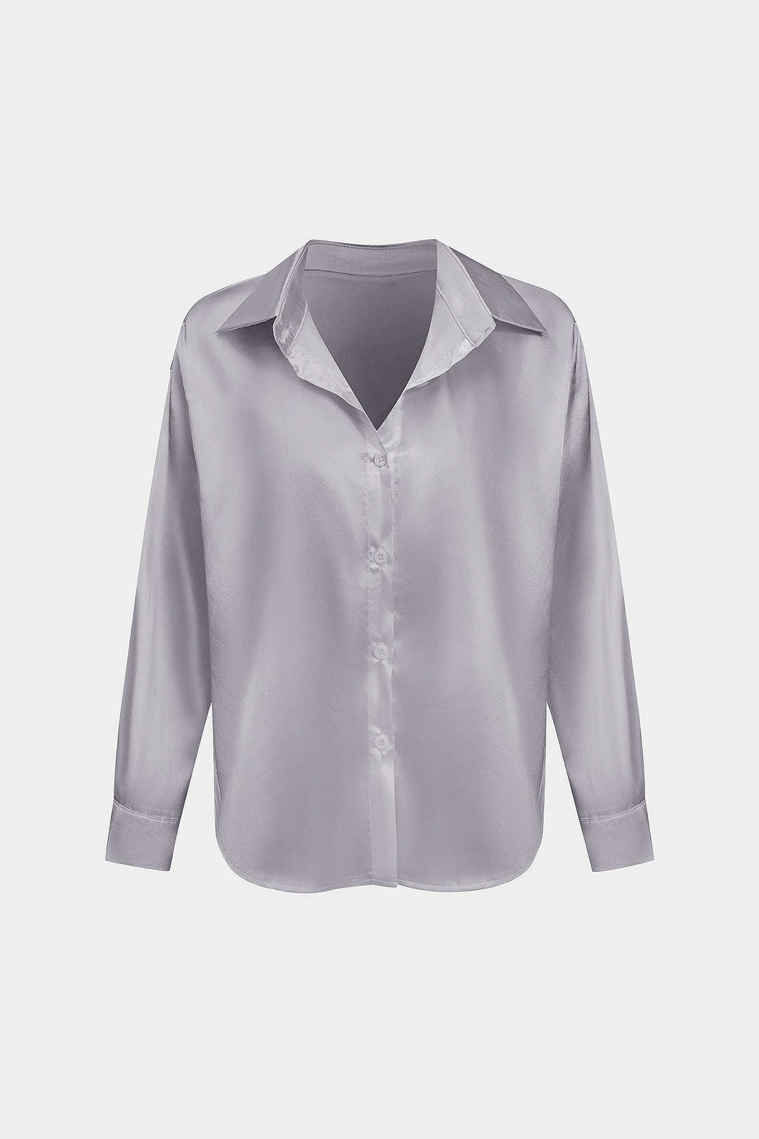 Camisa Satinada De Manga Larga Con Silueta Elegante