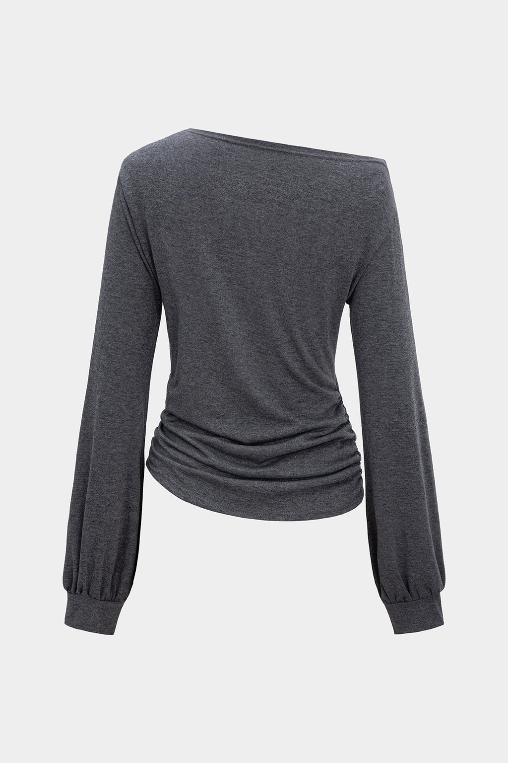 Asymmetrical Ruched Detail Long-Sleeve Top