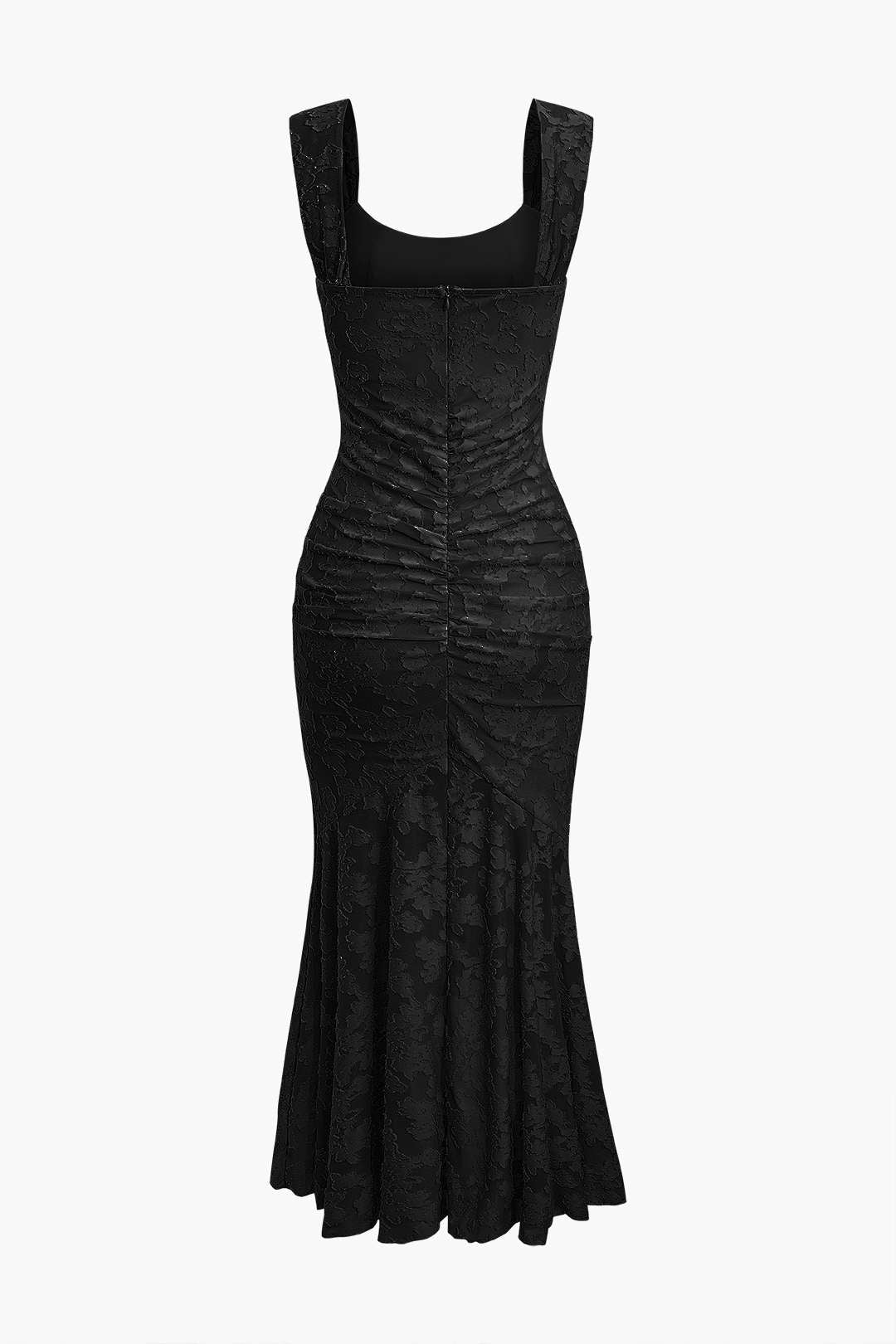 Vestido Midi Sirena Floral Asimétrico Sin Mangas Elegante