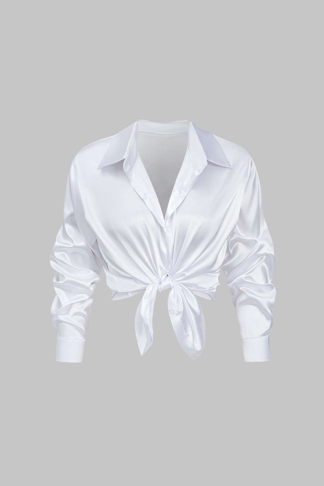 Camisa Satinada De Manga Larga Con Silueta Elegante