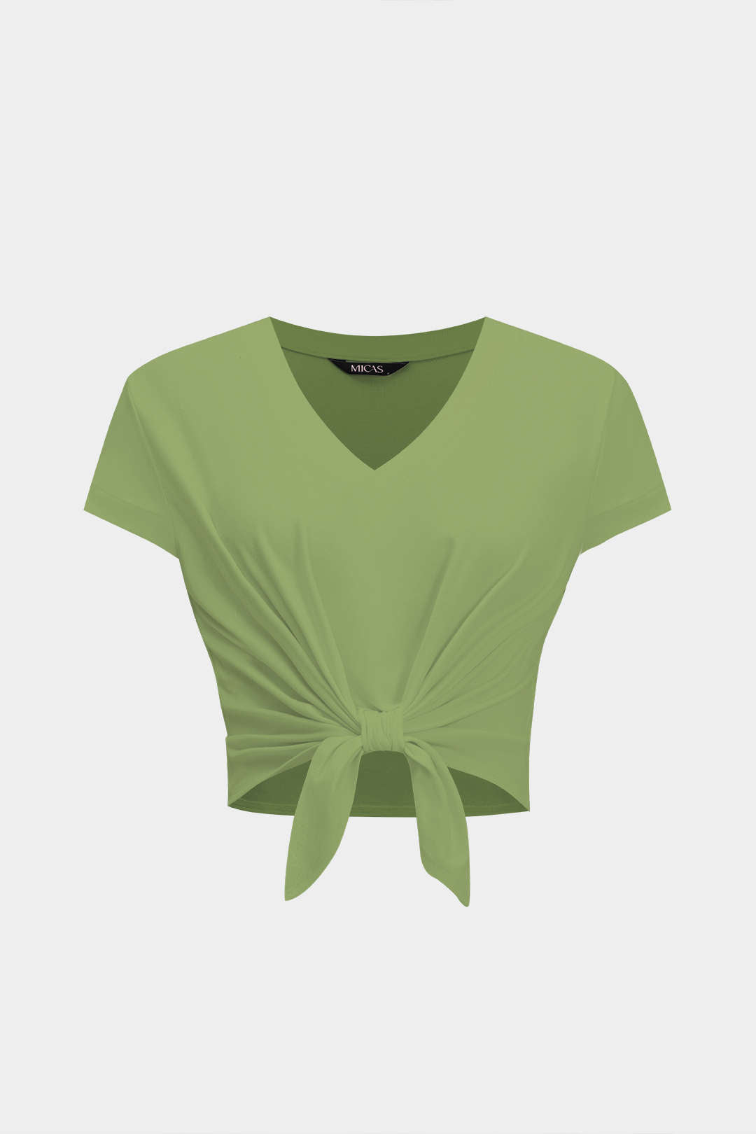 Camiseta Manga Corta Con Lazo Silueta Minimalista Elegante