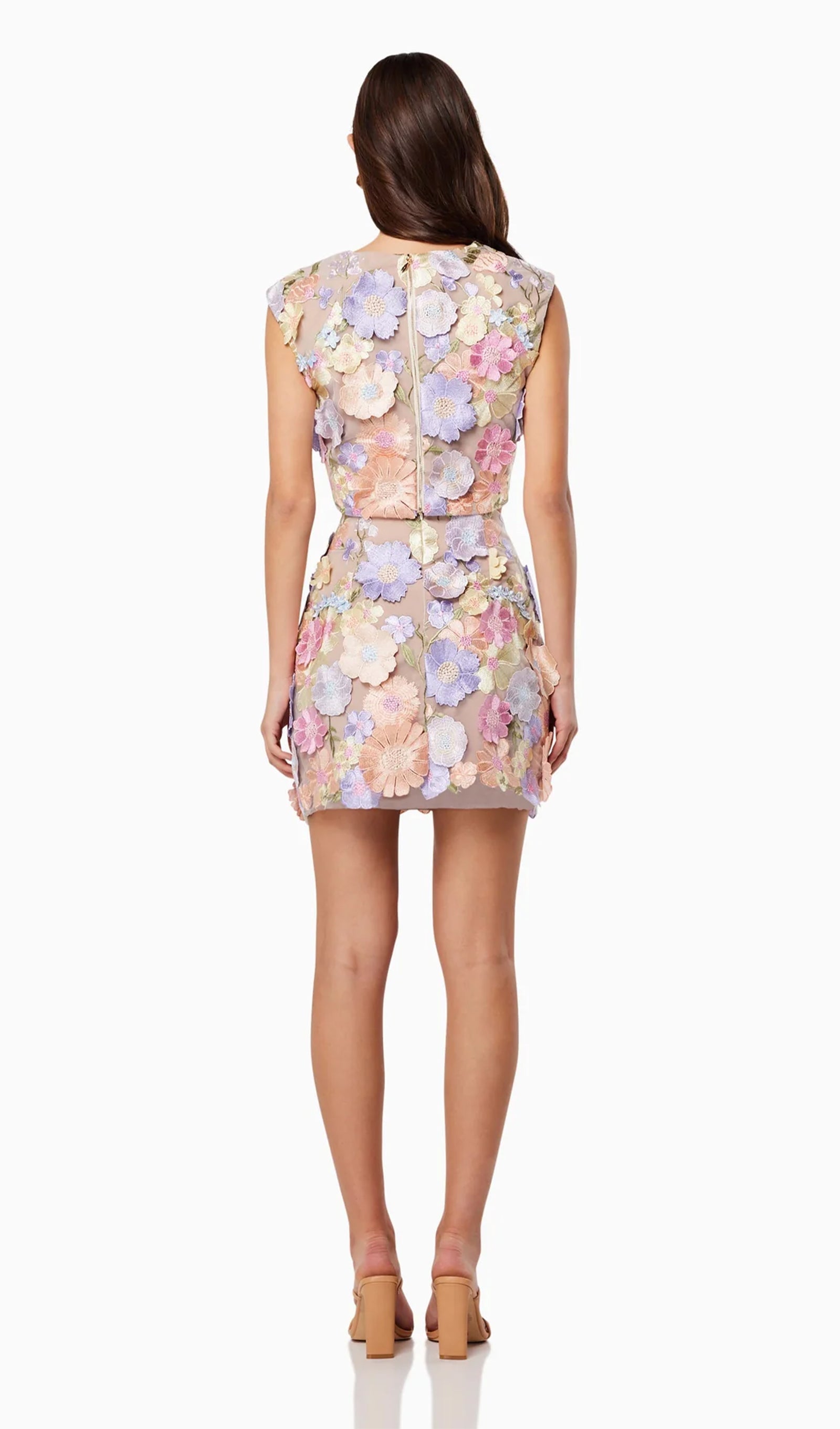 Conjunto de Falda Cintura Alta Bordado Floral para Mujer