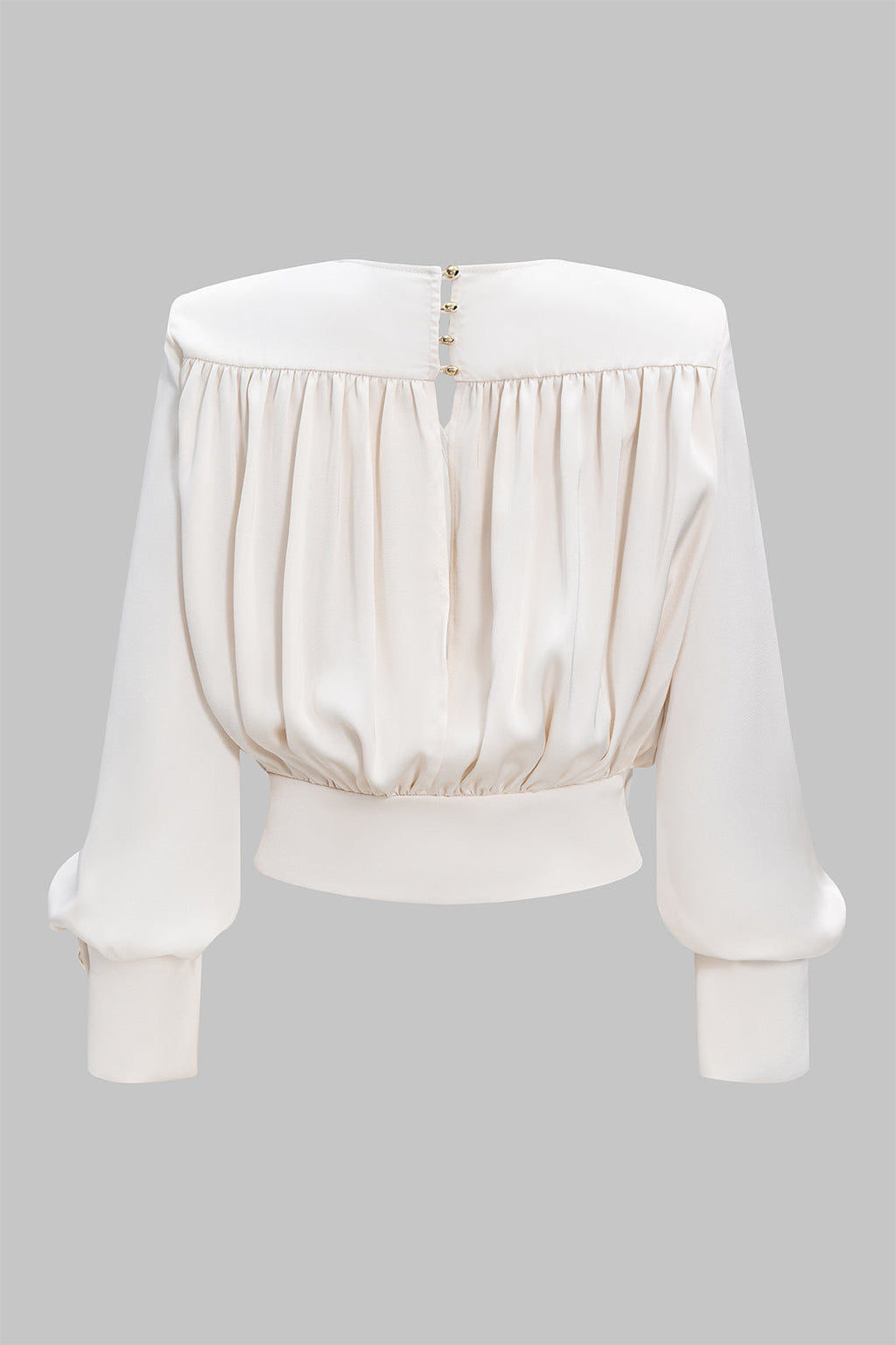 חולצת סאטן עם צווארון V וקשירה ארוכת שרוולים 