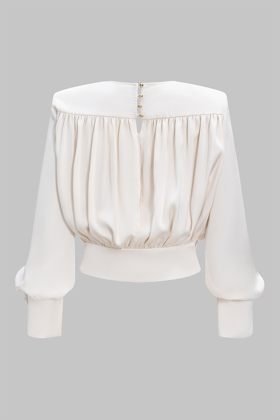 חולצת סאטן עם צווארון V וקשירה ארוכת שרוולים 