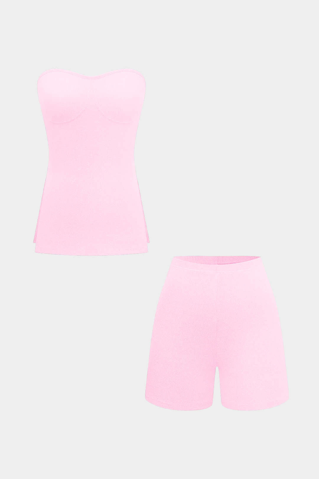 Conjunto Dos Piezas Top Sin Tirantes Y Shorts De Punto