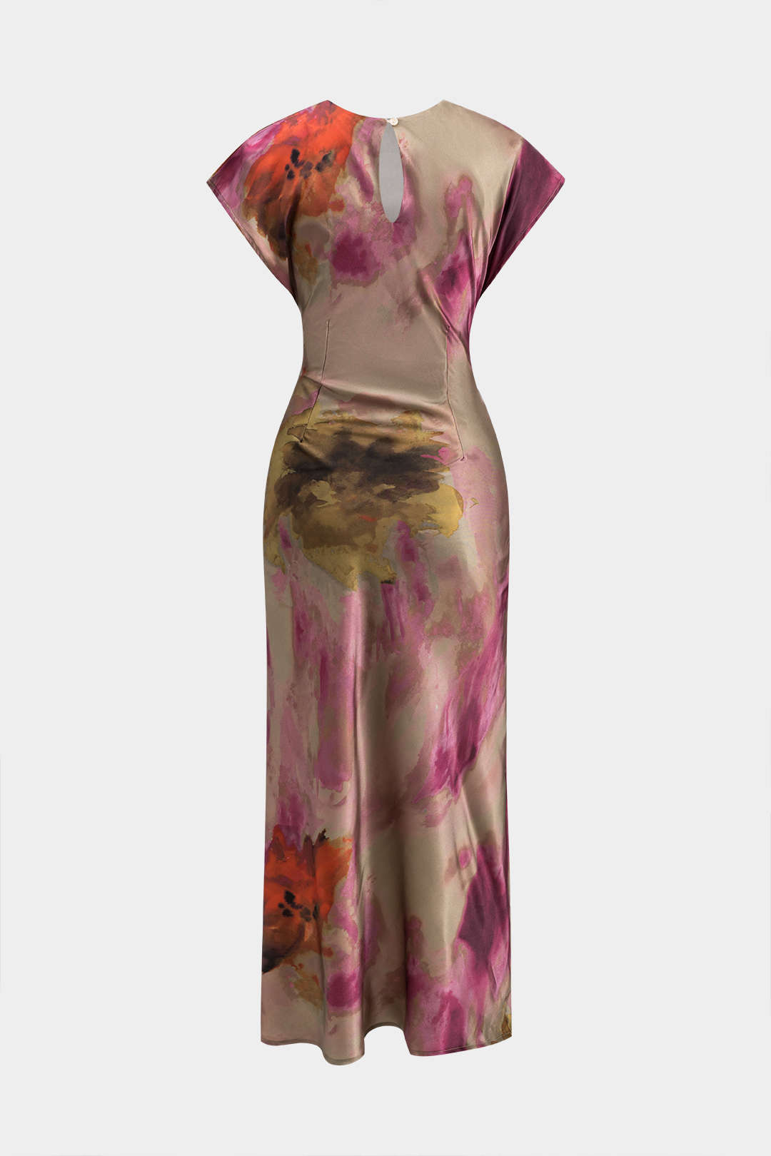 Vestido Midi Estampado Tie Dye Con Volantes Y Nudo Elegante