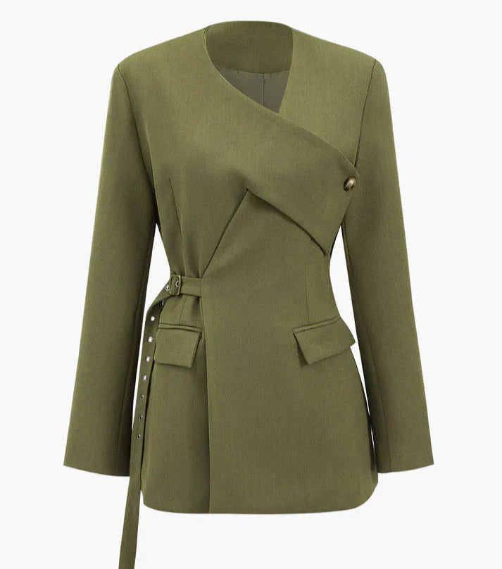 Chaqueta Glentir Con Corte Asimétrico Detalle Cinturón