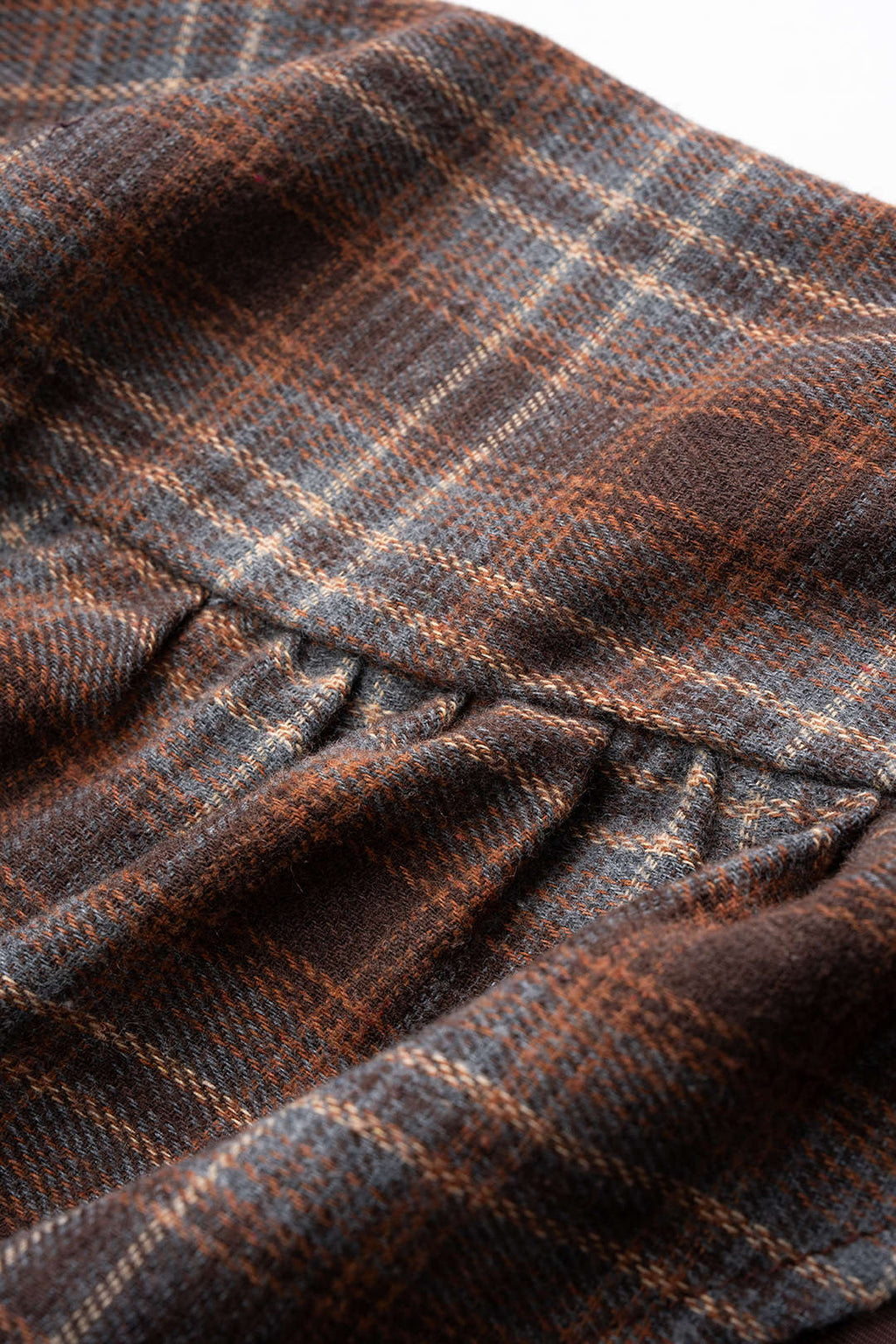 Plaid Print Patchwork Tie Front Long Sleeve Mini Dress