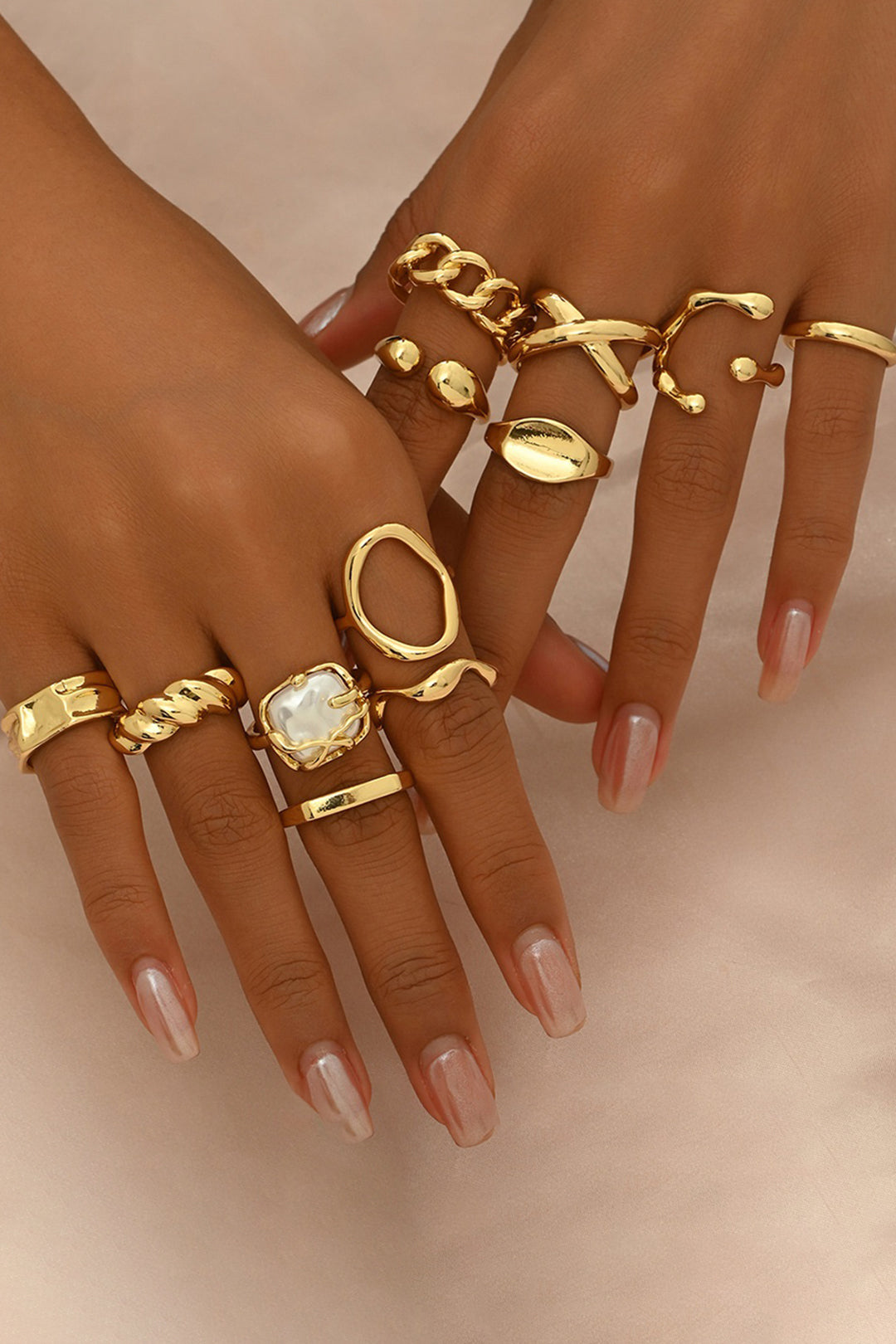 Anillos Geométricos Abiertos de Metal Minimalismo Moderno
