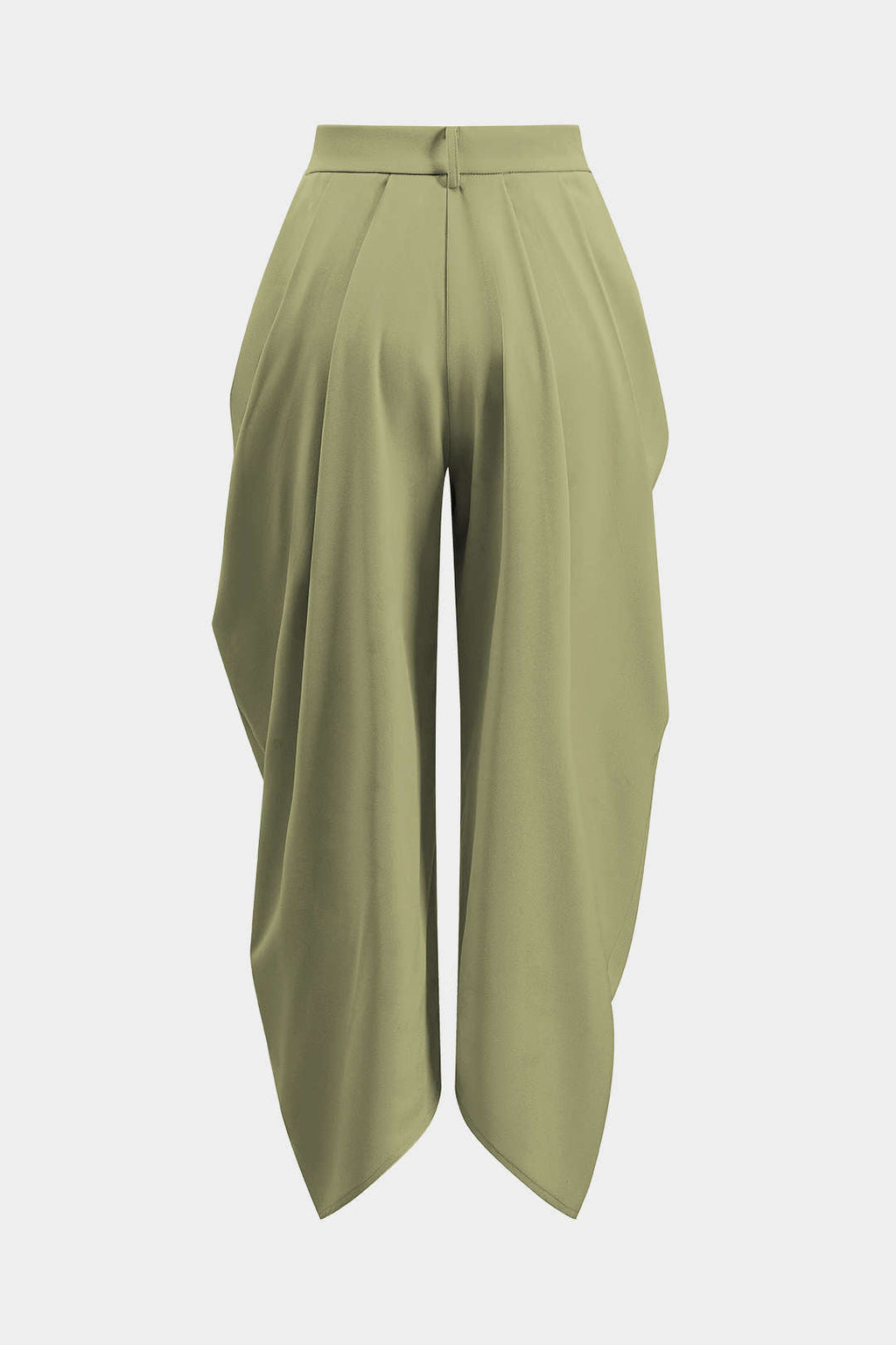 Pantalones Rectos Para Mujer Con Volante Y Drapado Brillante