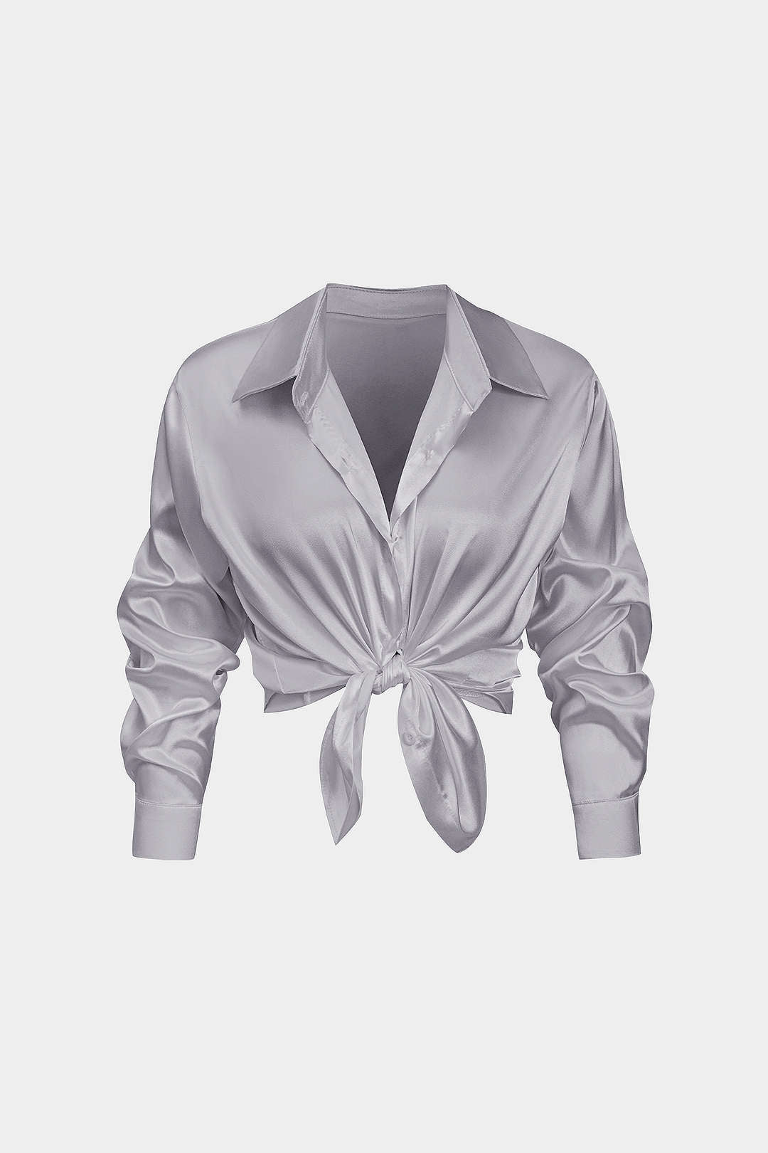 Camisa Satinada De Manga Larga Con Silueta Elegante