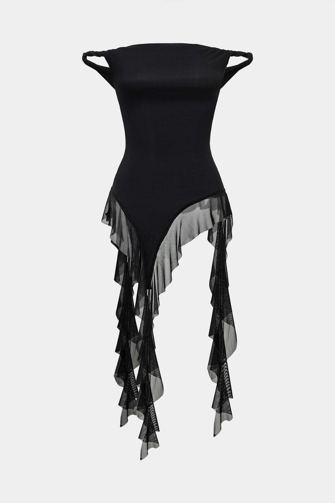 Blusa Ligera De Malla Con Volantes Asimétrica Sin Mangas