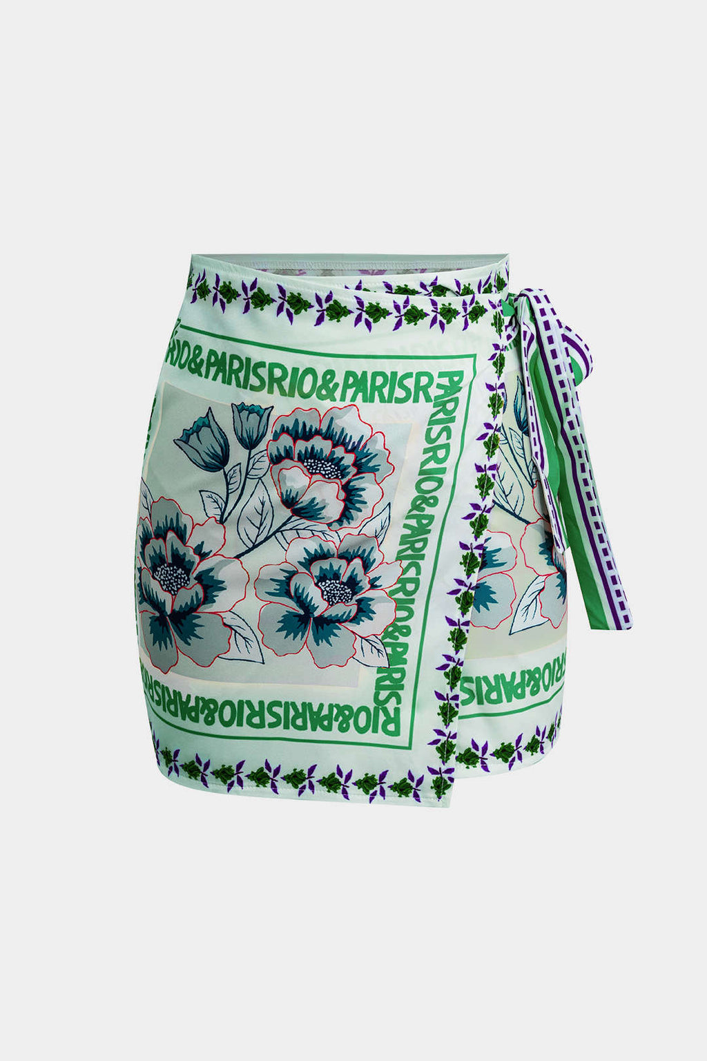 חצאית מיני עם קשירה והדפס פרחוני 