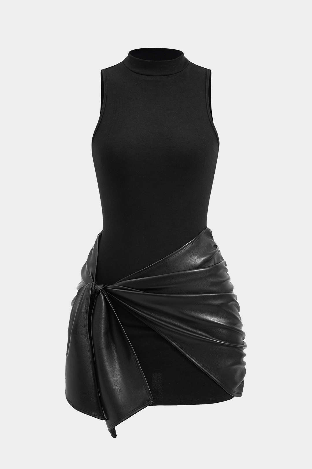 Vestido Corto Sin Mangas Con Lazo Delantero Mujer Elegante