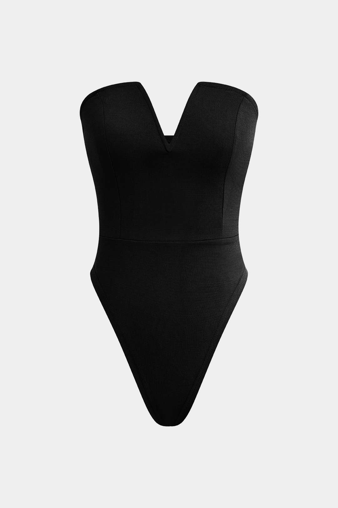 Bodysuit Sin Tirantes Escote En V Minimalista Diario