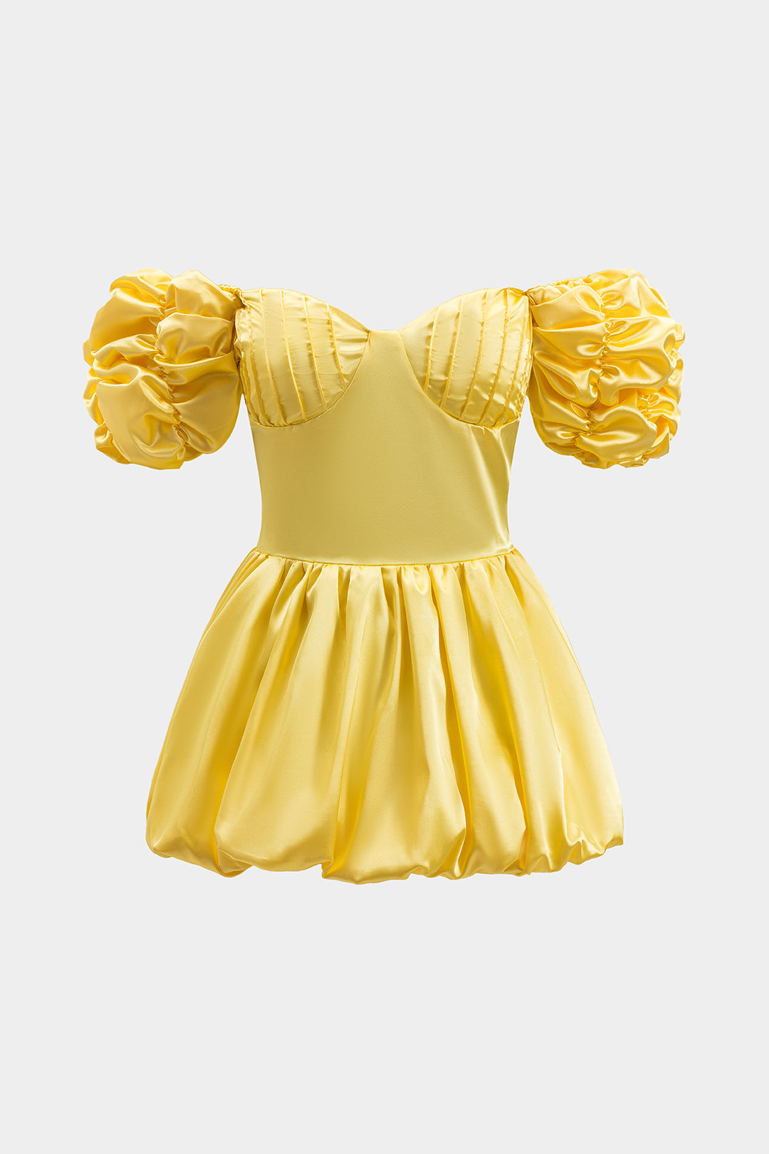 Vestido Mini Bustier Fruncido De Manga Corta Moderno