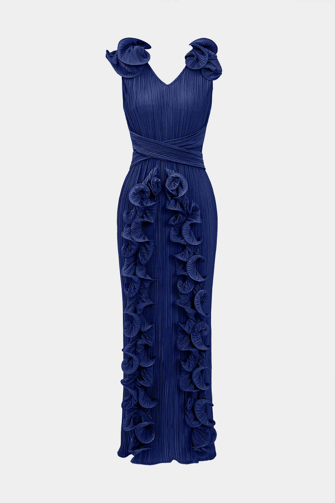 Vestido Midi Con Cuello En V Y Textura Floral 3D Sutil