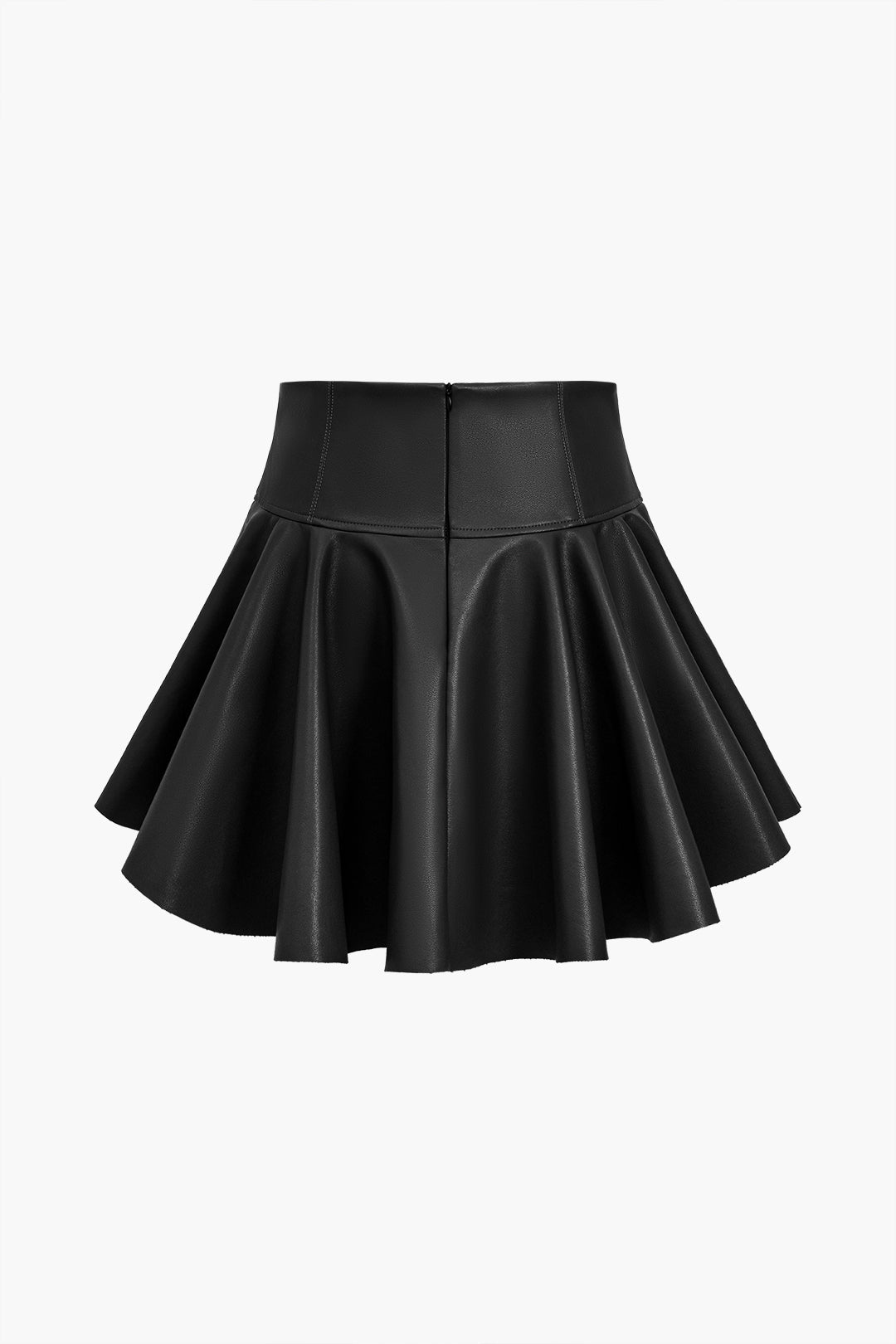 Basic Faux Leather Ruched Mini Skirt