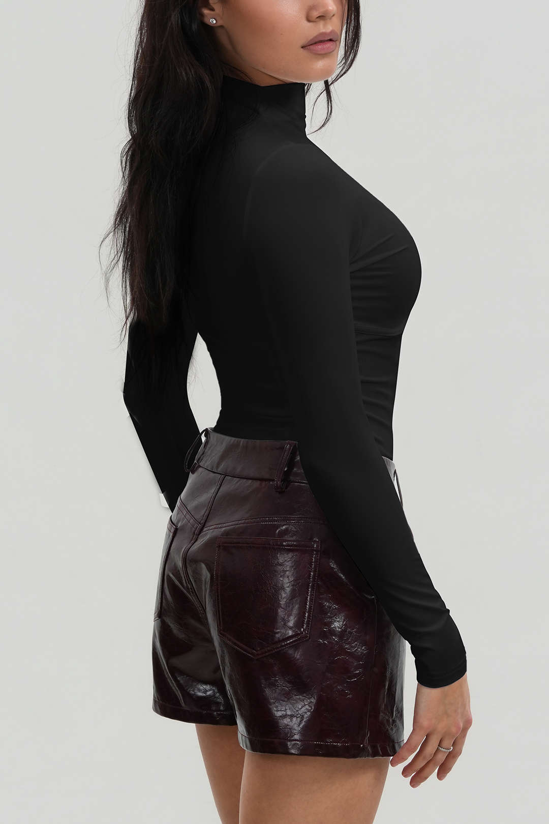 Solid Bustier Long Sleeve Top