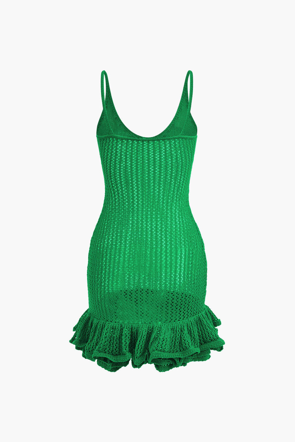 Vestido Mini Con Costuras Abiertas Y Volantes Delicados
