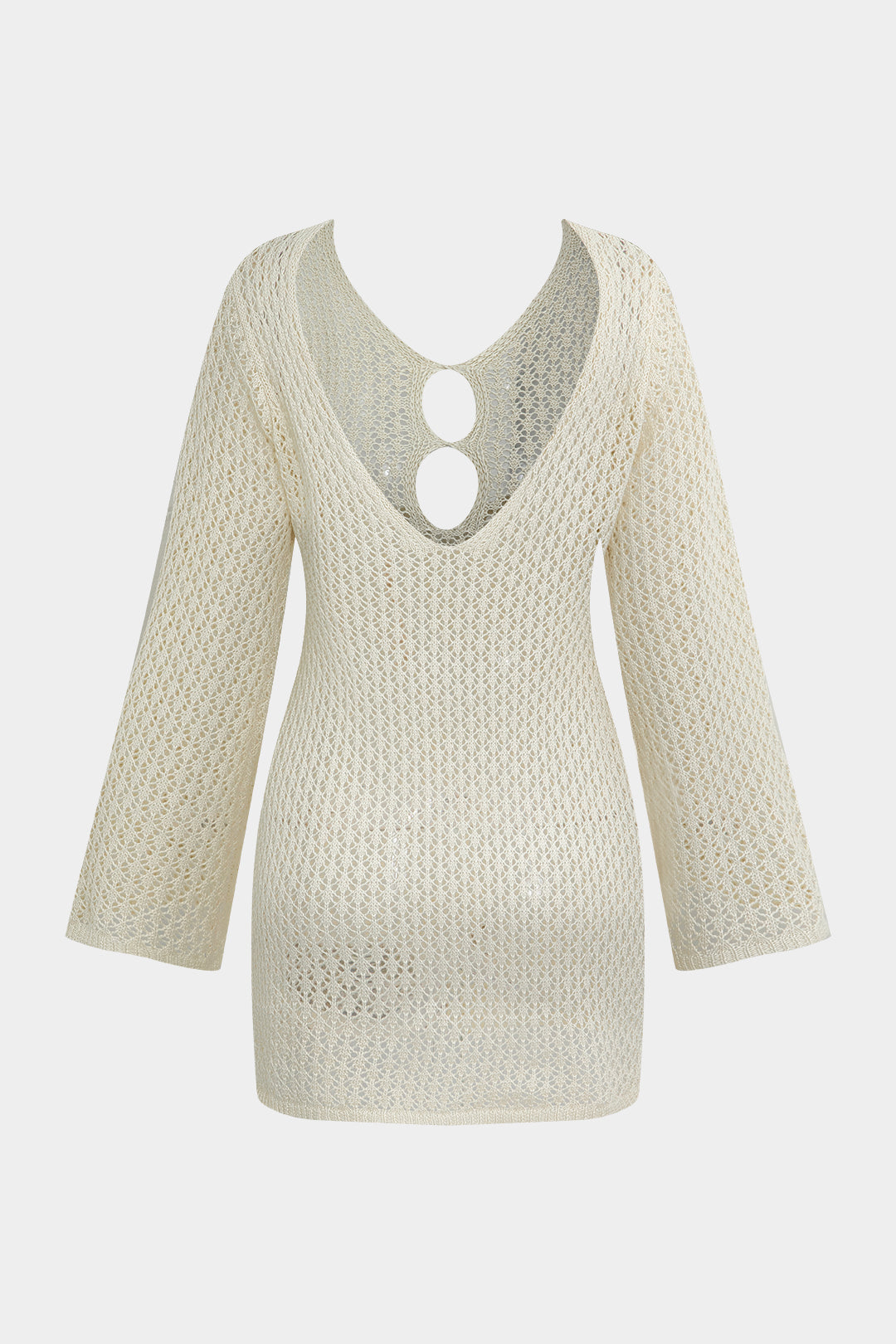 Knitted Cut Out Backless Long Sleeve Mini Dress