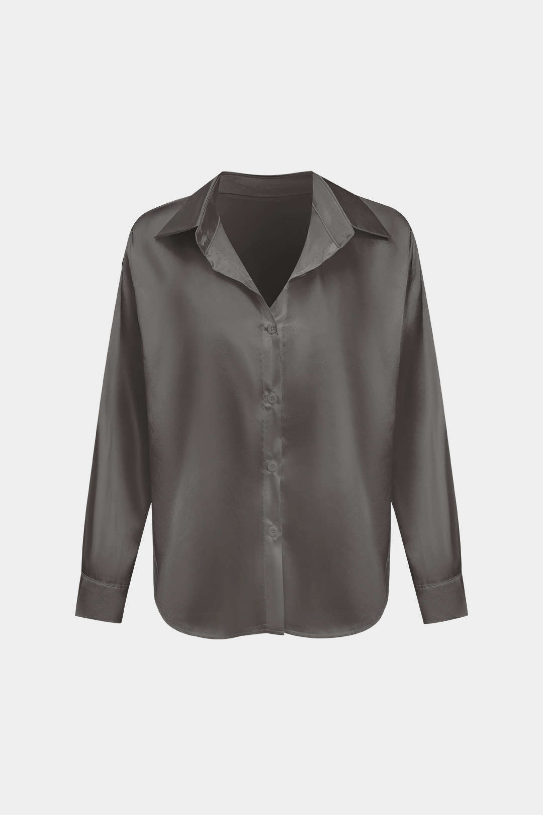 Camisa Satinada De Manga Larga Con Silueta Elegante