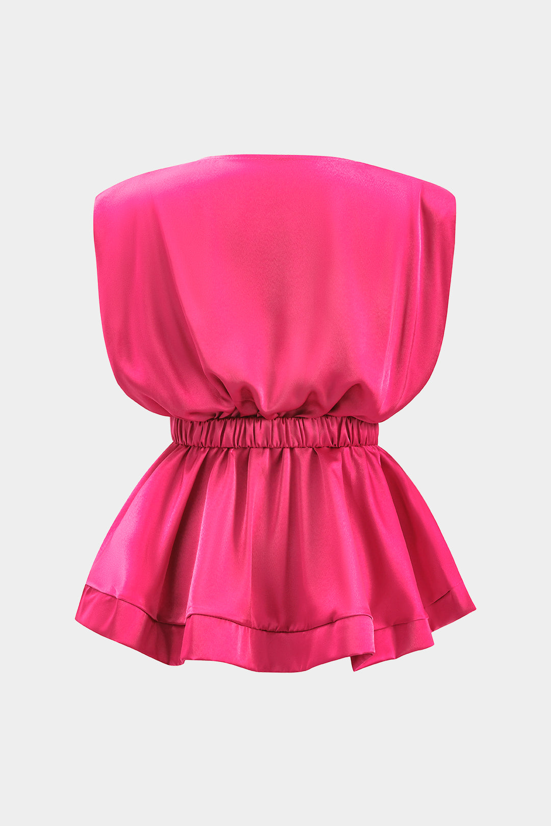 Blusa de Satén Metálico con Espagueti Drapeado y Botones