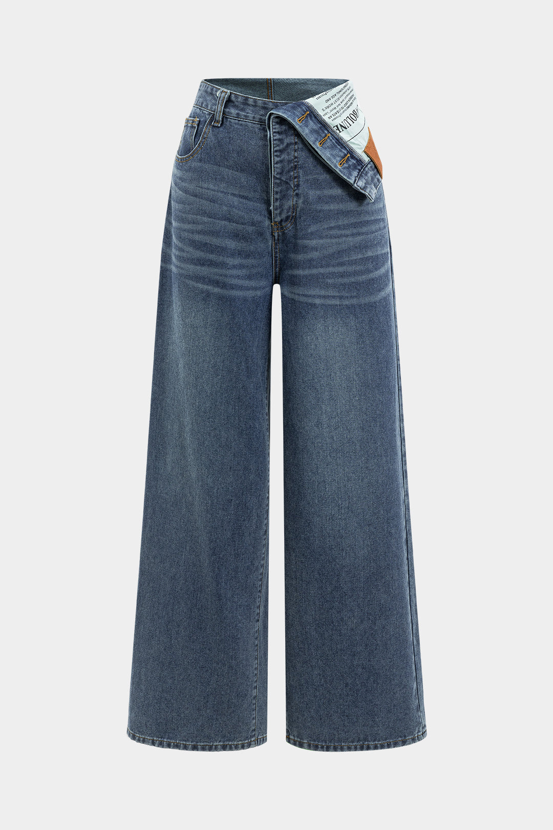 Vaqueros Denim Asimétricos De Cintura Alta Moderna