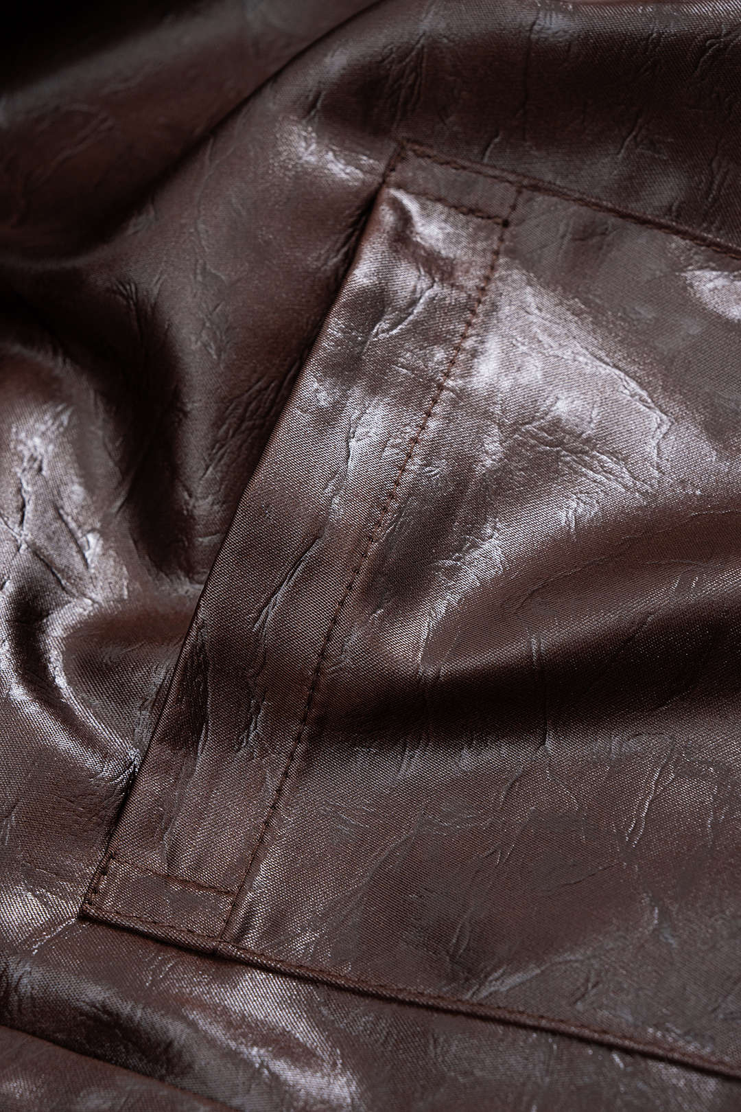 Faux Leather Button Long-Sleeve Shirt