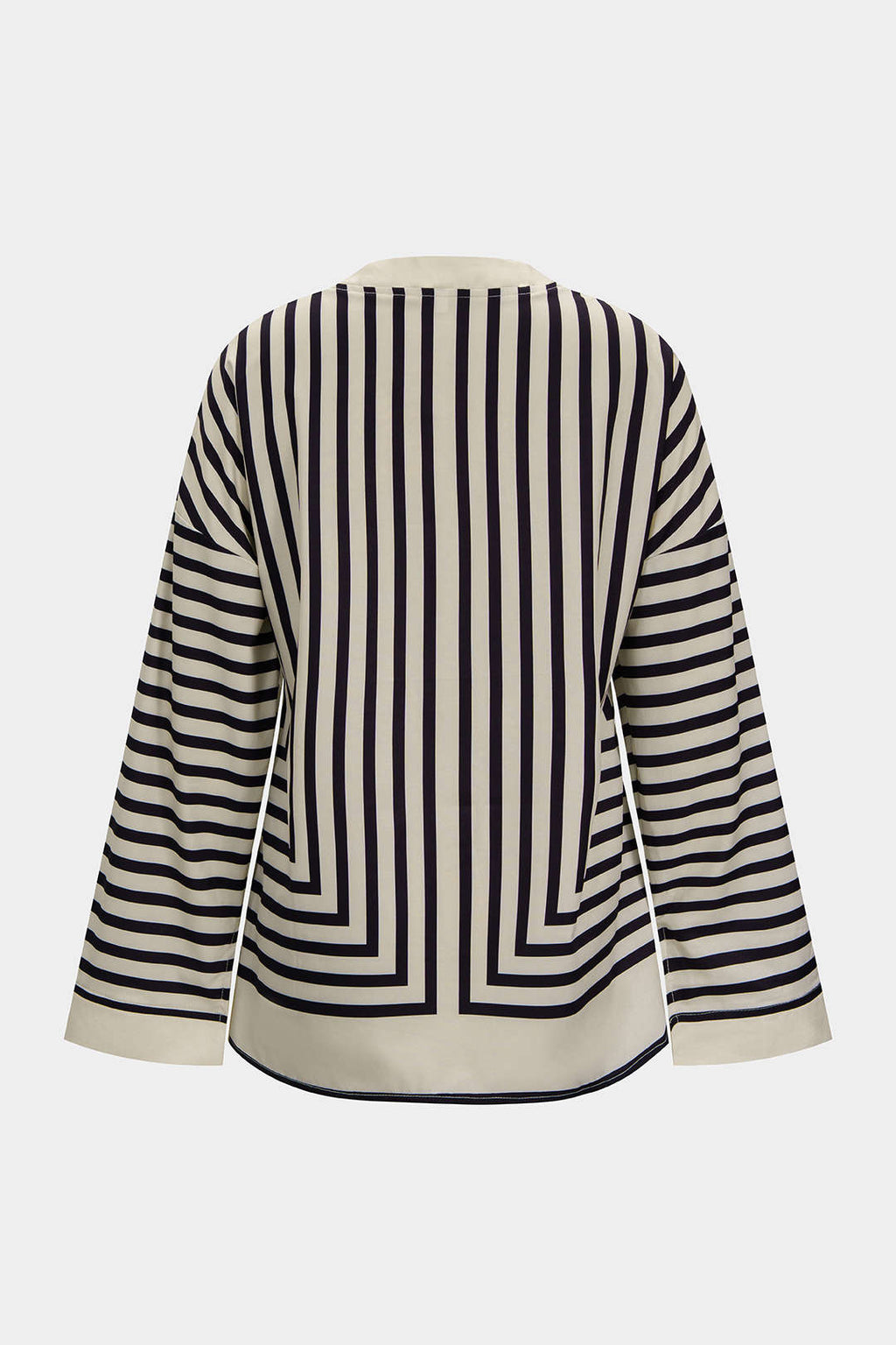 Stripe Print Satin Long-Sleeve Shirt