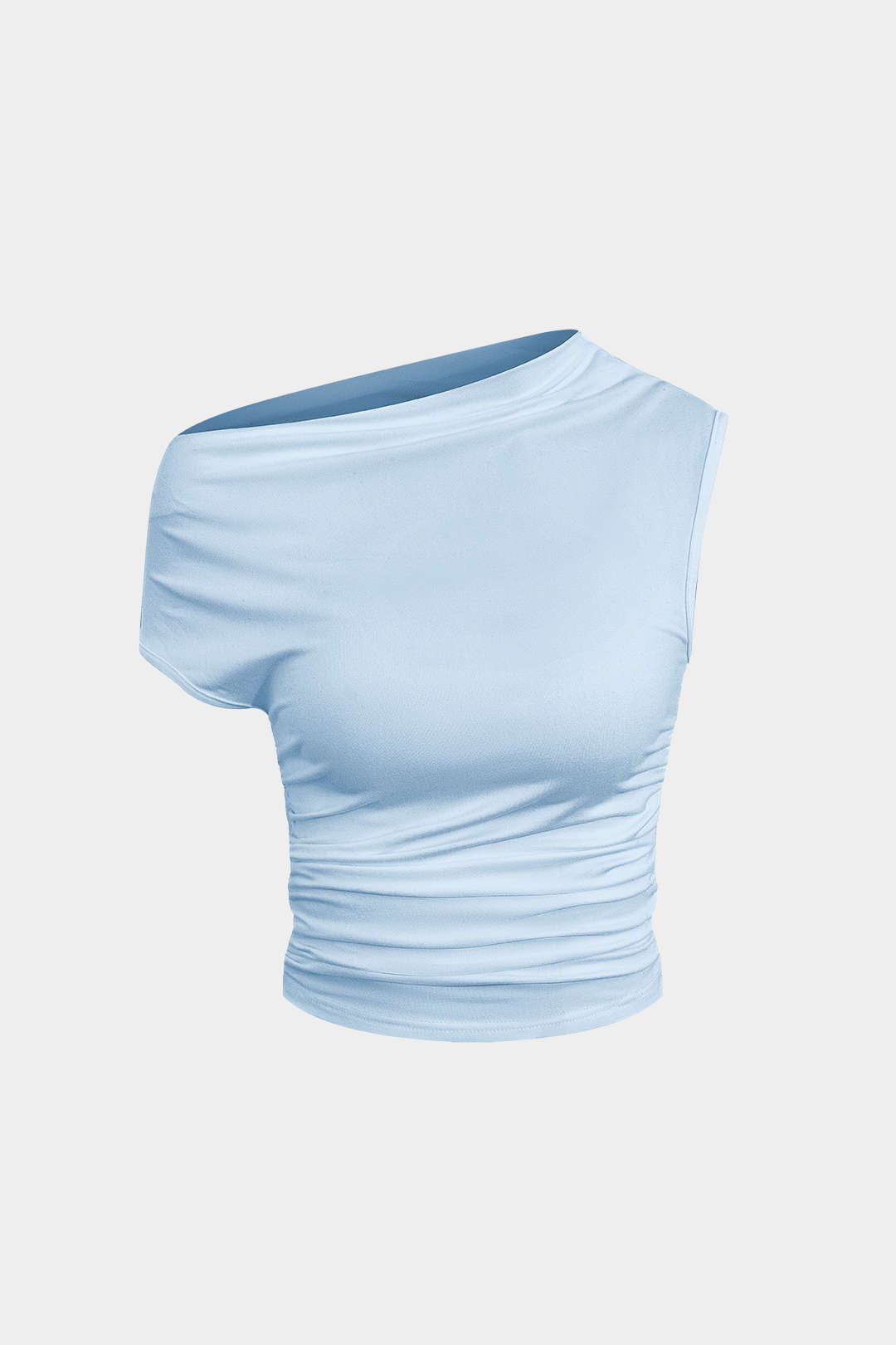 Conjunto Top Corto Asimétrico Y Falda Mini Atada Elegante