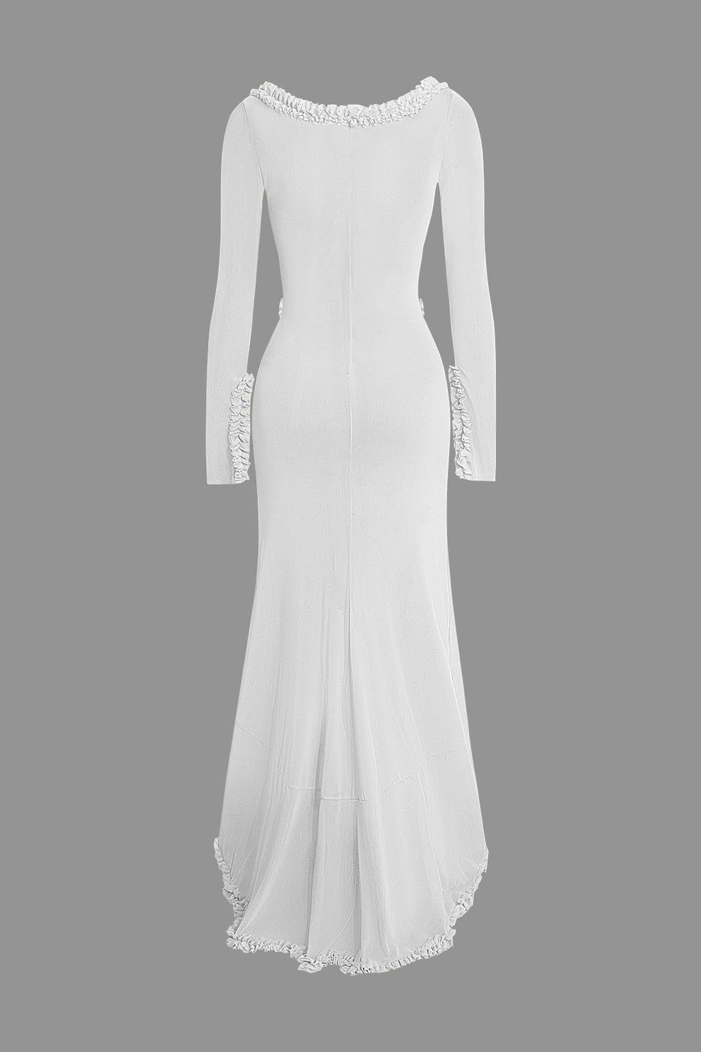 Ruffle Trim Ruched Cut Out Maxi Dress