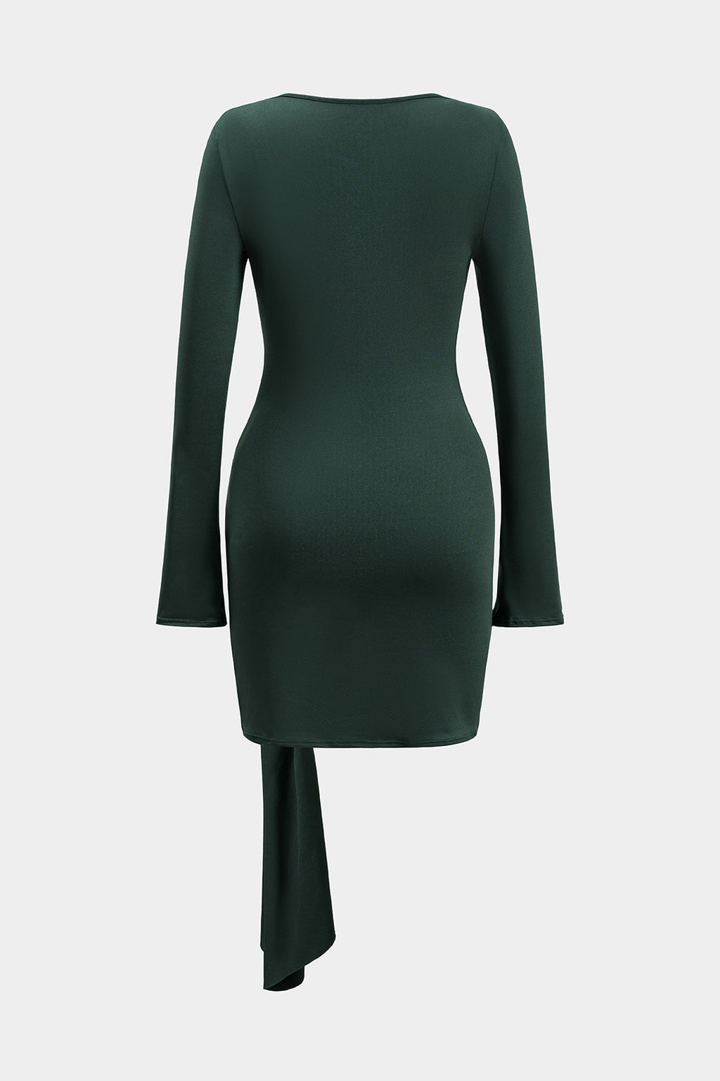 שמלת מיני ארוכת שרוולים עם קפלים וקשירה מטאלית 