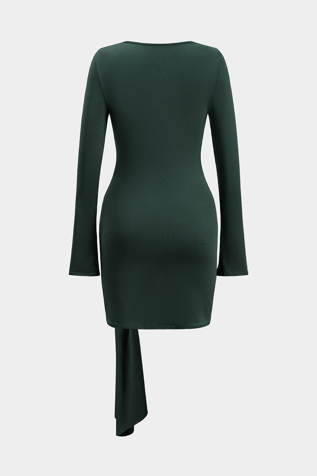 שמלת מיני ארוכת שרוולים עם קפלים וקשירה מטאלית 