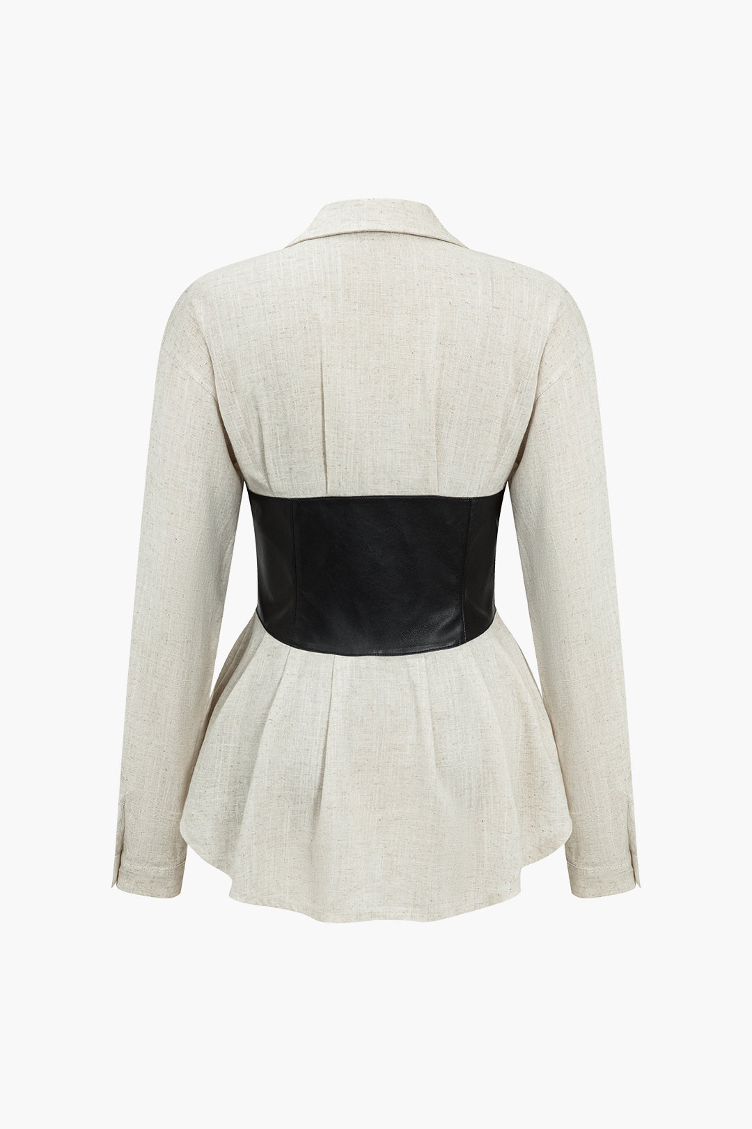 חולצה ארוכת שרוולים עם טלאים דמוי עור 