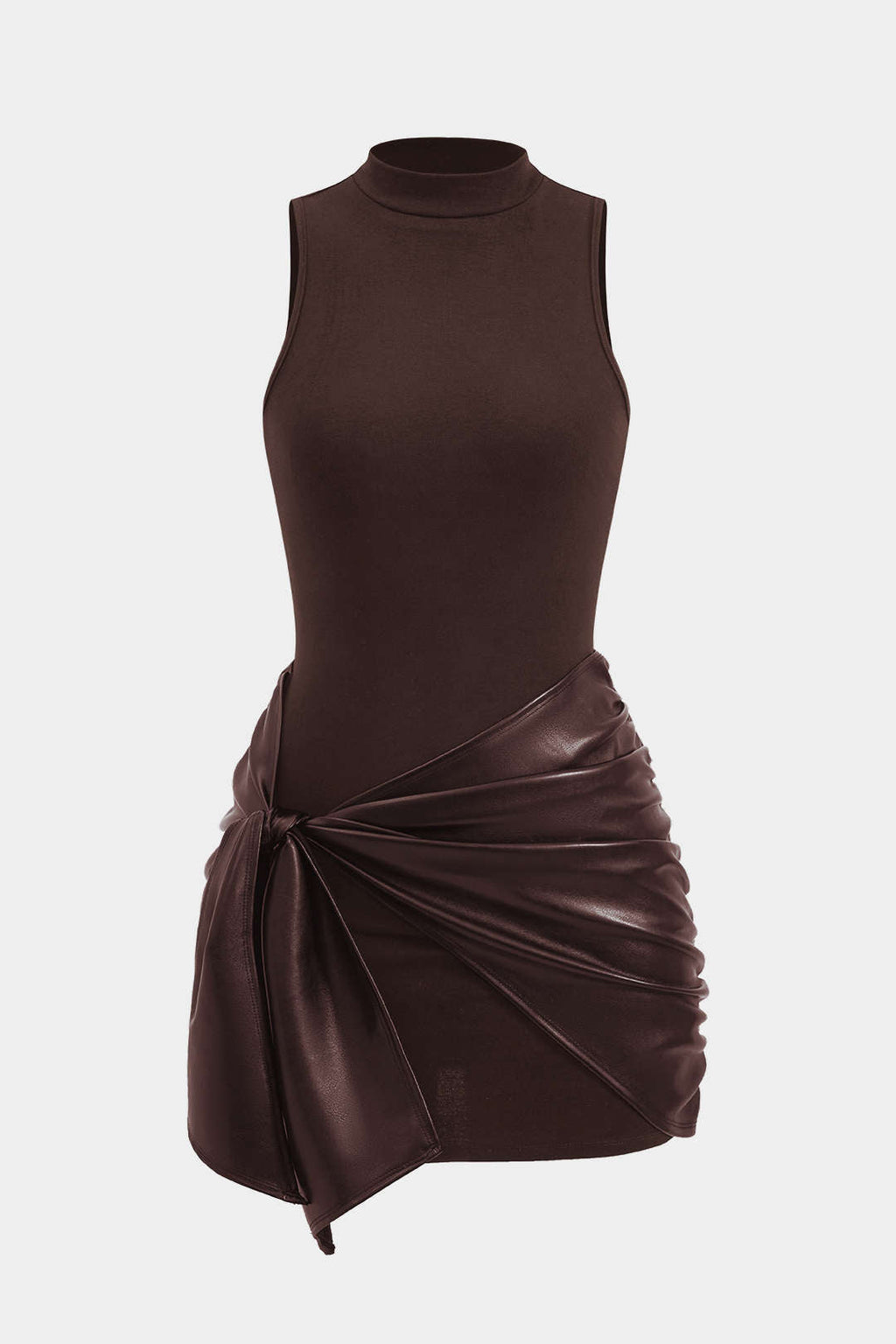Vestido Corto Sin Mangas Con Lazo Delantero Mujer Elegante