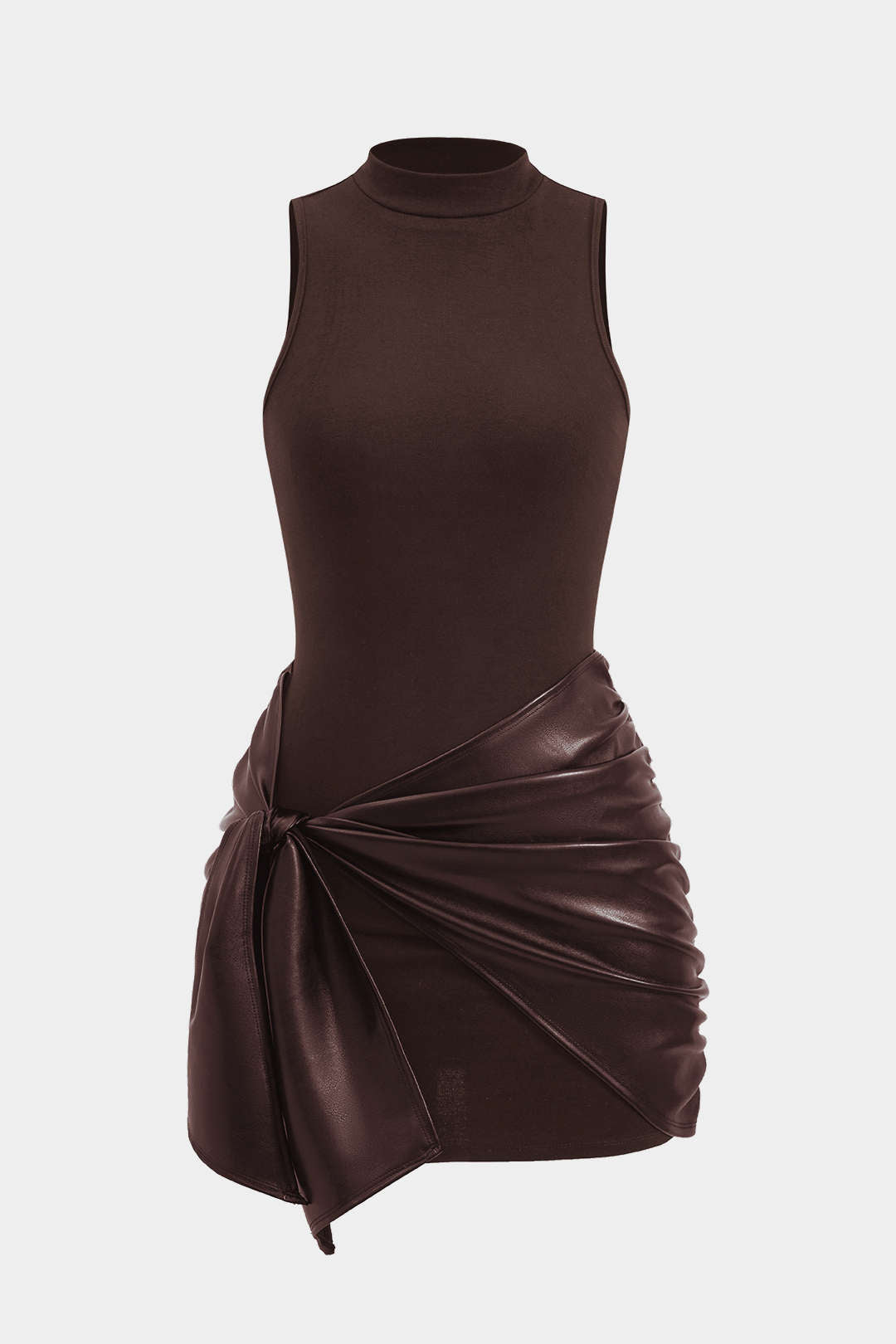 Vestido Corto Sin Mangas Con Lazo Delantero Mujer Elegante