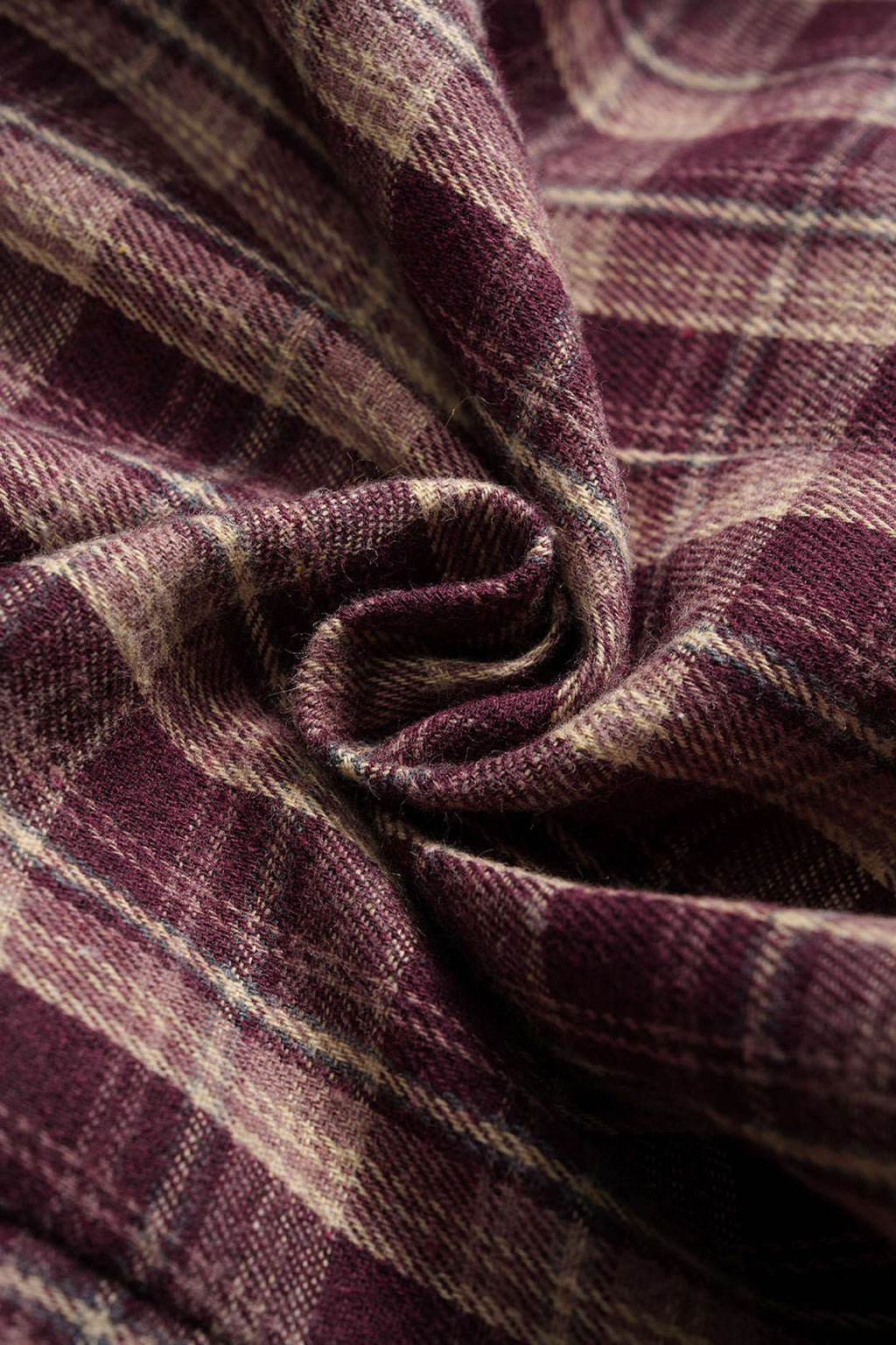 Plaid Print Ruched Waist-Cinching Long-Sleeve Shirt