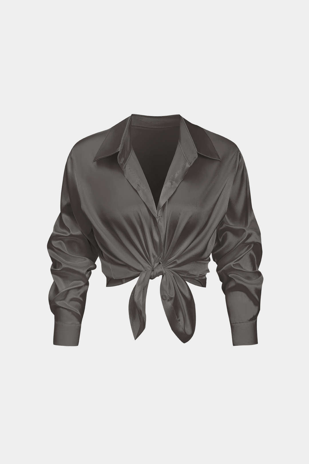 Camisa Satinada De Manga Larga Con Silueta Elegante